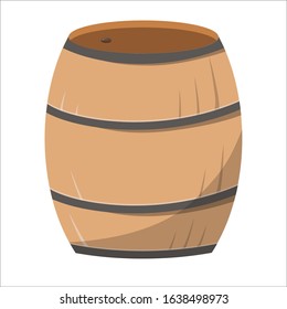Barrel of wine or beer isolated on a white background. Beer advertising. Vector illustration. EPS 10
