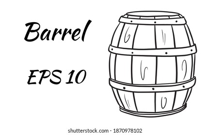 Barrel for wine or beer. Isolated on a white background.