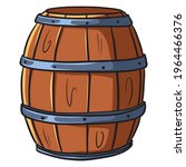 Barrel for wine or beer. Wooden barrel. Storage of alcohol. Cartoon style. Illustration for design and decoration.