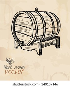 barrel, wine, element for design, hand drawing, vector