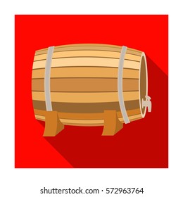 Barrel of wine icon in flat style isolated on white background. Wine production symbol stock vector illustration.