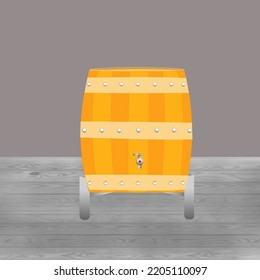 Barrel with wine on the wooden background,vector illustration 