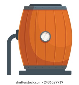 Barrel wine production icon cartoon vector. Grape basket. Glass testing organic