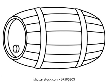 Barrel wood, container with hoop and stopper, contour, isolated