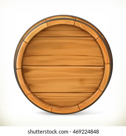 Barrel. Wooden Sign. Vector 3d Icon