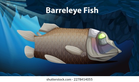 Barreleye Fish Vector Design illustration