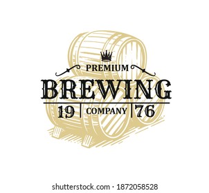 Barrels of alcohol with text in vintage style