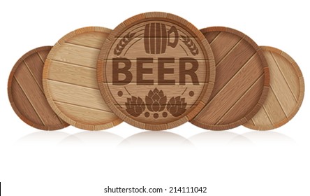 Barrels of Beer, vector isolated on white background