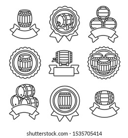 Barrels collection labels and elements set. Vector