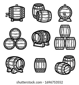 Conjunto de colección Barrels. Barreras de icono de colección. Vector