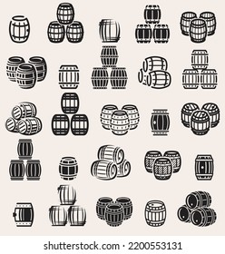 Conjunto de colecciones Barrels. Barreras de icono de colección. Vector