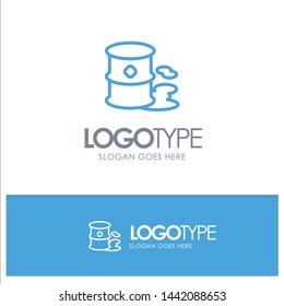 Barrels, Environment, Garbage, Pollution Blue outLine Logo with place for tagline