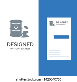 Barrels, Environment, Garbage, Pollution Grey Logo Design and Business Card Template