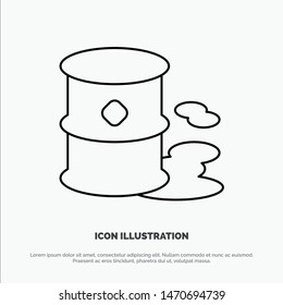 Barrels, Environment, Garbage, Pollution Line Icon Vector. Vector Icon Template background