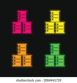 Barrels four color glowing neon vector icon