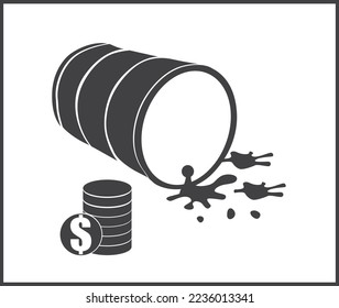 Barrels of fuel icon, fuel tank icon black vector