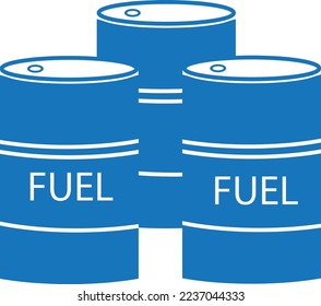 Barrels of fuel icon, fuel tank icon blue vector