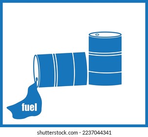 Barrels of fuel icon, fuel tank icon blue vector