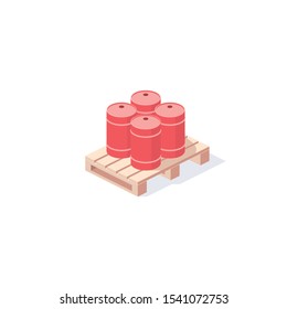 Barrels of gasoline fuel. Vector 3d isometric, color web icon, new flat style. Creative illustration design, idea for infographics.