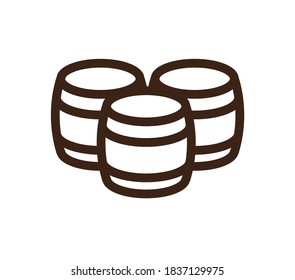 Barrels in a group drawing linear logo icon