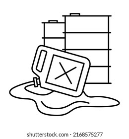 Barrels With Hazard Liquid. Industrial Waste, Toxic Environmental Pollution. Fuel Pollution. Leakage Of Flammable Liquid. Vector