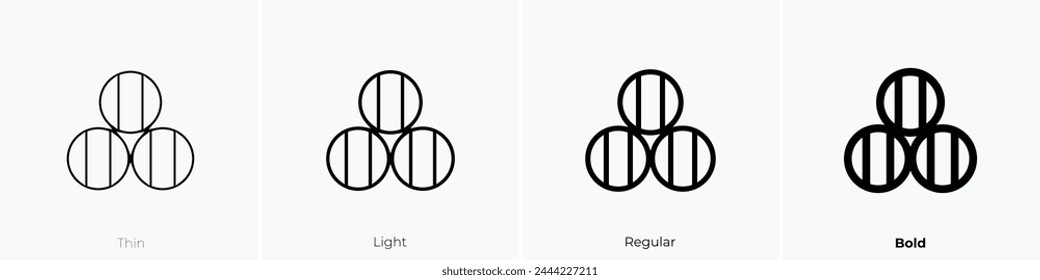 barrels icon. Thin, Light Regular And Bold style design isolated on white background