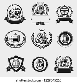 Barrels label collection set. Vector