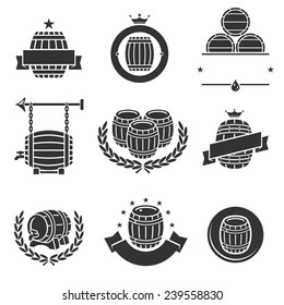 Barrels label collection set. Vector 