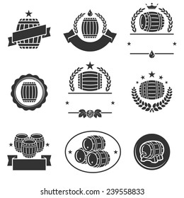 Barrels label collection set. Vector 