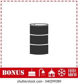 Barrels of oil icon flat. Simple vector symbol and bonus icon