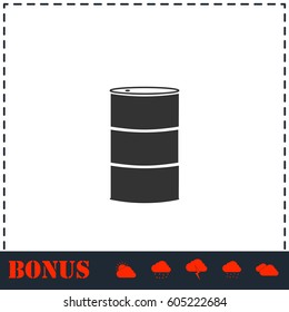 Barrels of oil icon flat. Simple vector symbol and bonus icon