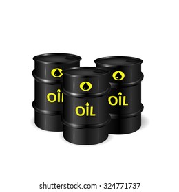 Barrels of oil illustration, 3d vector object of oil resources, isolated on white background, eps 10