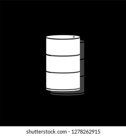 Barrels of oil. White flat simple icon with shadow