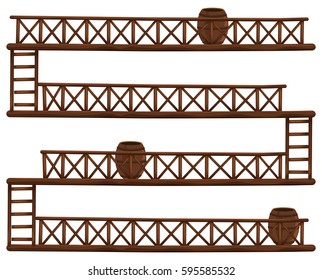 Barrels on different floors illustration
