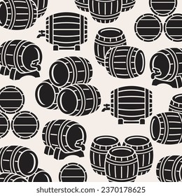 Barrels pattern, background set. Collection icon barrel. Vector