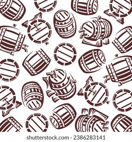 Barrels pattern, background set. Collection icon barrel. Vector