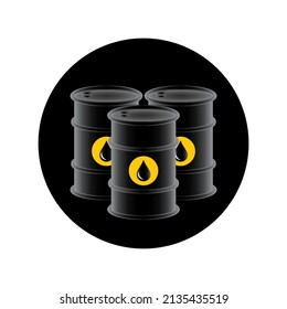 Barrels petroleum graphic icon. Oil barrels sign in the circle isolated on white background. Vector illustration