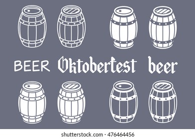 Barrels set. Vector beer wood oktoberfest art