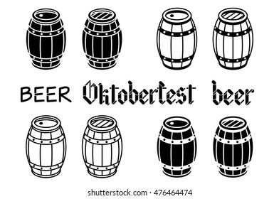 Barrels set. Vector beer wood oktoberfest art