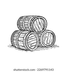 wine barrel clipart black and white