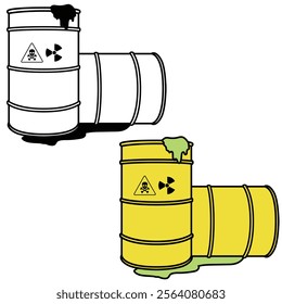 Barrels with toxic waste drawing. Toxic waste vector illustration