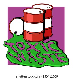 barrels of toxic waste. vector illustration