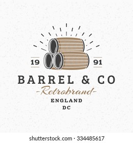 Barrels. Vintage Retro Design Elements for Logotype, Insignia, Badge, Label. Business Sign Template. Textured Background