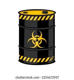Barrel Abfall, Vektorgrafik. Biogefährliche Abfälle, radioaktive Abfälle, toxische Abfälle.