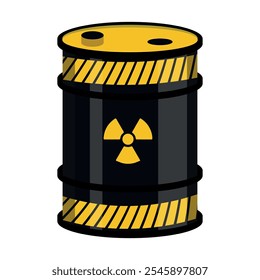 Barrels of waste vector illustration. Biohazard waste, Radioactive waste, Toxic waste.