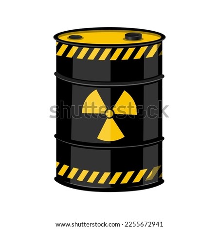 Barrels of waste vector illustration. Biohazard waste, Radioactive waste, Toxic waste.