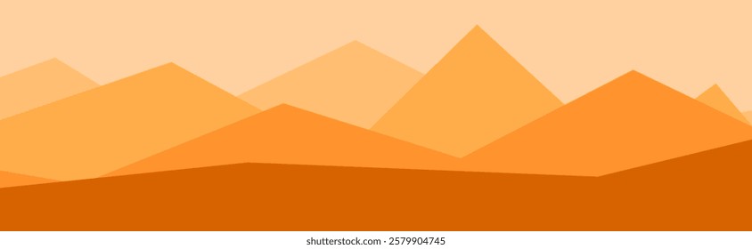 barren desert mountains flat design illustration background