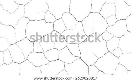 Barren desert texture with dry crack sketch. Soil and concrete crack detail combined. Transparent white background for digital layout.
