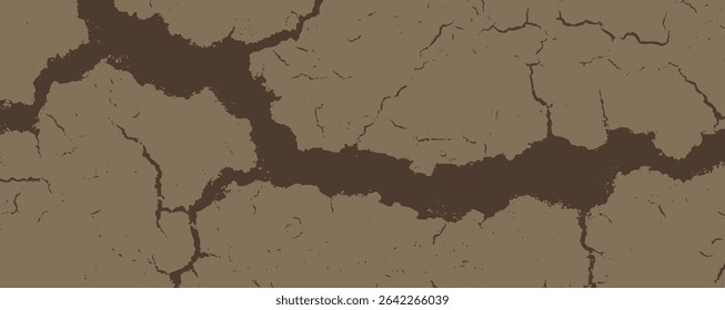 Barren ground displays deep cracks and fissures, illustrating severe drought conditions. This stark landscape highlights the impact of water scarcity on the earth's surface. Grange bg overlay texture
