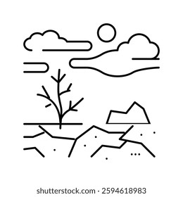 barren land line icon vector. barren land sign. isolated contour symbol black illustration